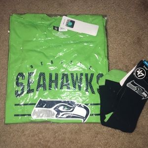 NWT Seattle Seahawks t-shirt and socks